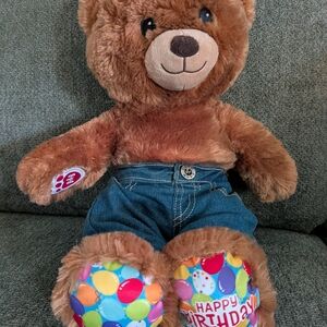 Build-A-Bear Brown Teddy with Colorful Paws and Jeans